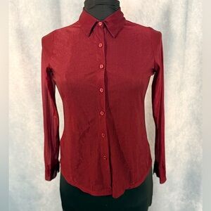 Y2K inspired sheer burgundy button down blouse Self Esteem Large
